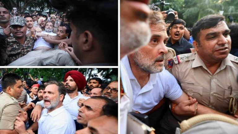 PM आवास प्रदर्शन: पुलिस की जबर्दस्ती खींचतान में राहुल गांधी के नाक से निकला खून, वीडियो और तस्वीरें वायरल